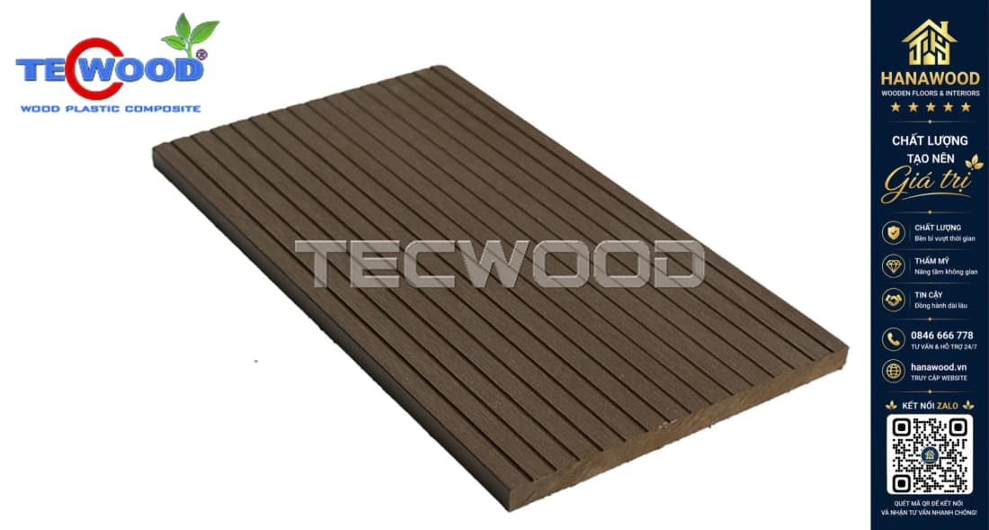 Thanh Lam Đa Năng Gỗ Nhựa Ngoài Trời Tecwood TWS142 Coffee