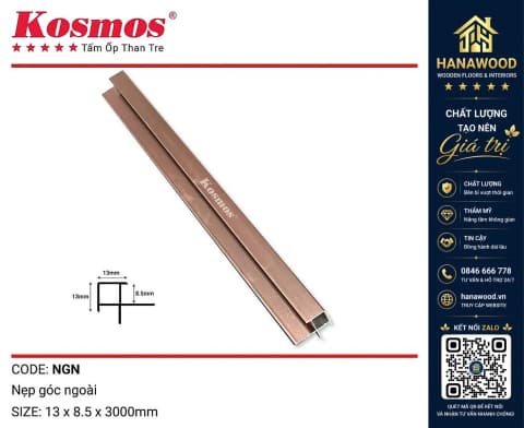 Hình ảnh Nẹp Góc Ngoài Tấm Ốp Than Tre Kosmos Màu Sâm Panh