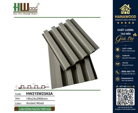 Tấm Lam 4 Sóng Ngoài Trời Phủ ASA Hwood HW215W23ASA Ancient Wood