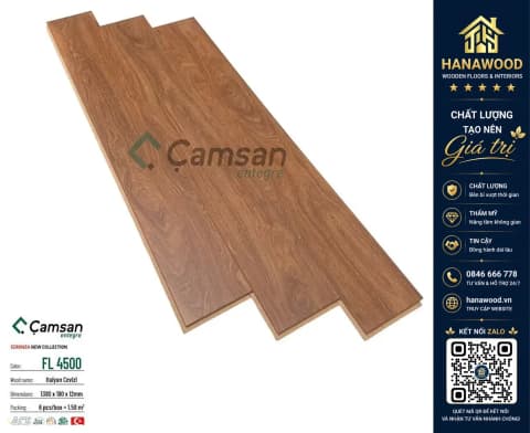Sàn Gỗ Công Nghiệp Thổ Nhỉ Kỳ Camsan FL4500 Dày 12mm