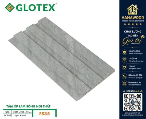 Hình ảnh Tấm Nhựa Ốp Trần Lam Sóng Nhựa Vân Bê Tông Glotex FS35