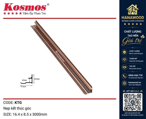 Hình ảnh Nẹp Kết Thúc Góc Tấm Ốp Than Tre Kosmos Màu Sâm Panh