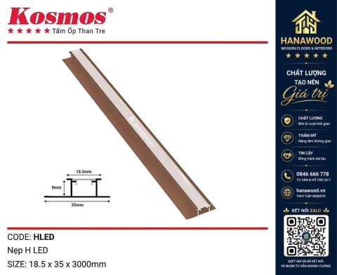 Hình ảnh Nẹp H LED Nối Tấm Ốp Than Tre Kosmos HLED Sâm Panh