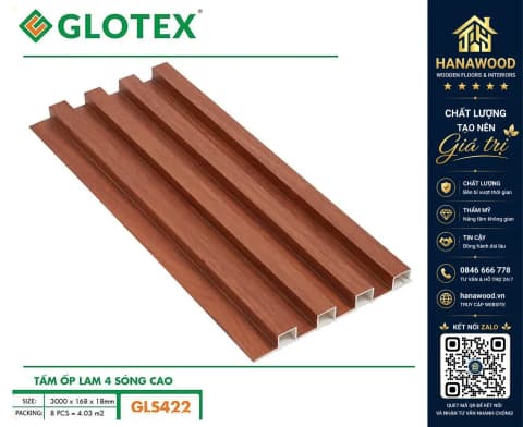 Hình ảnh Tấm Lam Sóng Ốp Trần Nhựa Giả Gỗ Glotex GLS422