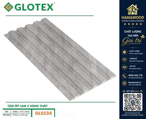 Hình ảnh Tấm Nhựa Ốp Tường Lam 5 Sóng Giả Vân Bê Tông Glotex GLS524