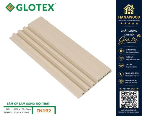 Hình ảnh Tấm Nhựa Ốp Tường Lam Sóng Vân Gỗ Glotex TN192