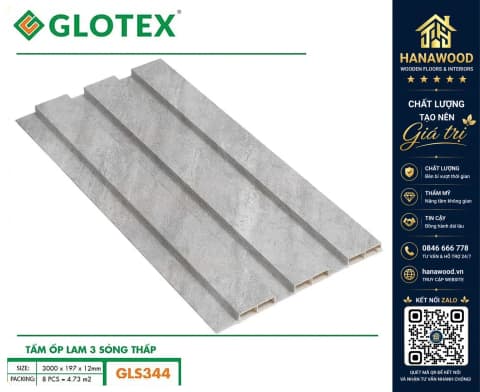 Hình ảnh Tấm Nhựa Ốp Tường Lam 3 Sóng Giả Vân Bê Tông Glotex GLS344