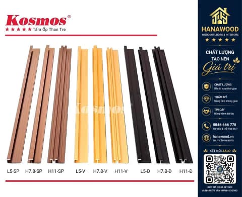 Hình ảnh Phụ Kiện Nẹp Nhôm Tấm Ốp Than Tre Kosmos 5mm