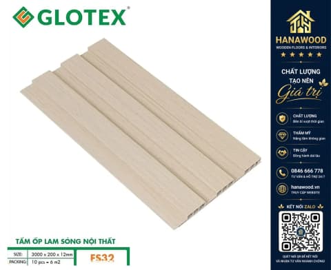 Tấm Nhựa Lam 3 Sóng Giả Vân Gỗ Ốp Tường Glotex FS32