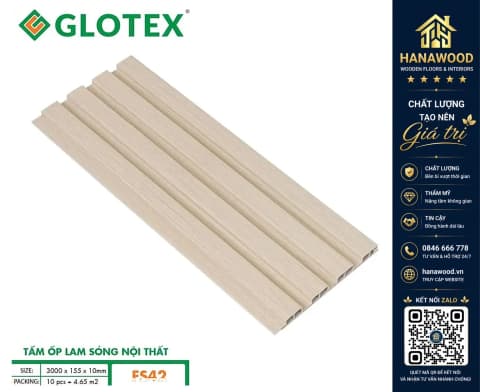 Hình ảnh Tấm Nhựa Ốp Tường Lam 4 Sóng Giả Vân Gỗ Glotex FS42