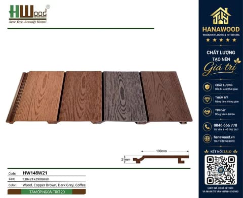 Tấm Ốp Tường Gỗ Nhựa Ngoài Trời Hwood HW148W21