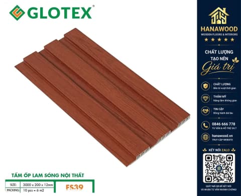 Hình ảnh Tấm Nhựa Lam Sóng Giả Gỗ Ốp Tường Ốp Trần Glotex FS39