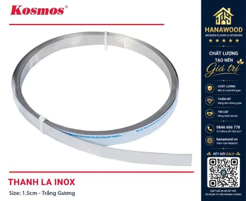 Nẹp La Inox 201 Trang Trí Kosmos Trắng Gương 1.5cm