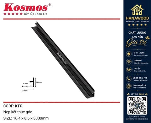 Hình ảnh Nẹp Kết Thúc Góc Tấm Ốp Than Tre Kosmos Màu Đen