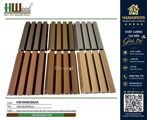 Tấm Ốp Lam 4 Sóng Ngoài Trời Phủ ASA Hwood HW184W28ASA