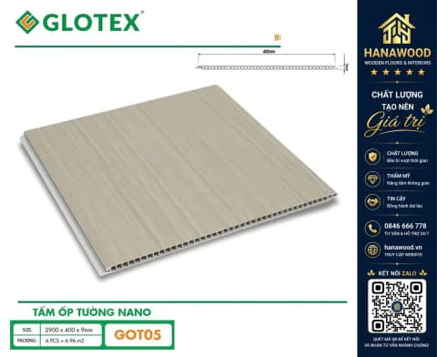 Tấm Ốp Nano Nhựa Giả Vân Gỗ Glotex GOT05