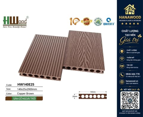 Hình ảnh Sàn Hồ Bơi Ngoài Trời Lỗ Tròn Hwood HW140E25 Copper Brown