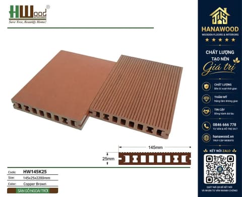Hình ảnh Sàn Hồ Bơi Gỗ Nhựa Ngoài Trời Hwood HW145K25 Copper Brown