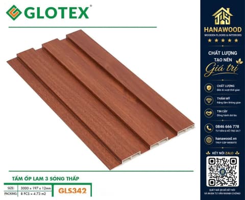 Hình ảnh Tấm Nhựa Ốp Tường Lam Sóng Giả Gỗ Glotex GLS342