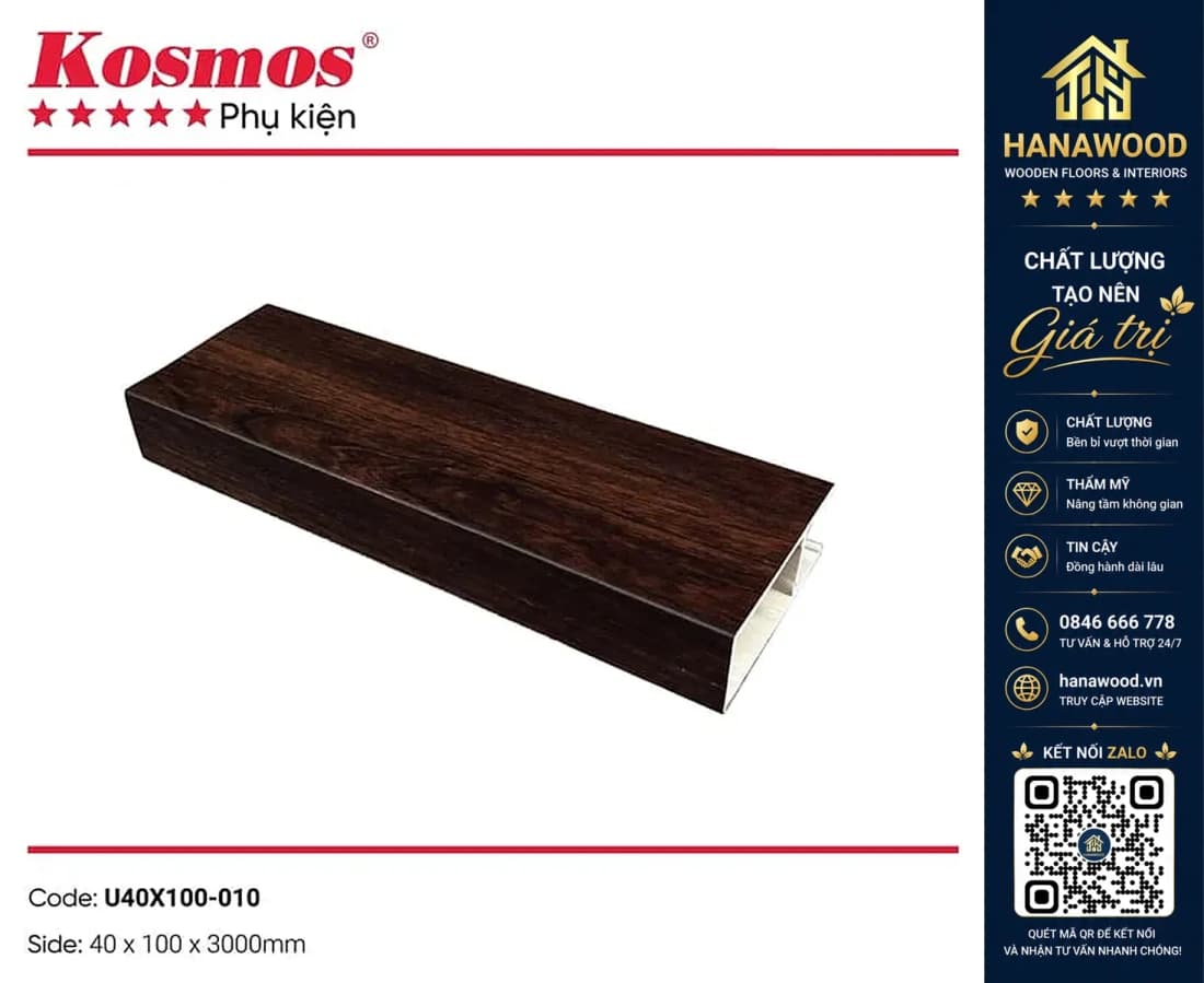 Nan U Trần Nhựa Giả Gỗ Kosmos U40X100-010