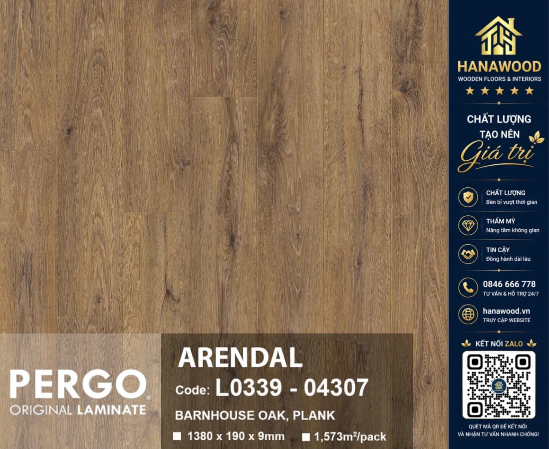 Sàn Gỗ Công Nghiệp Pergo Modern Plank 9mm 04307