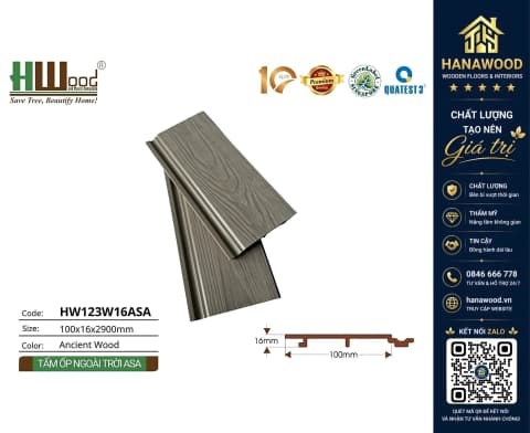 Tấm Ốp Vách Ngoài Trời Phủ ASA Hwood HW123W16ASA Ancient Wood