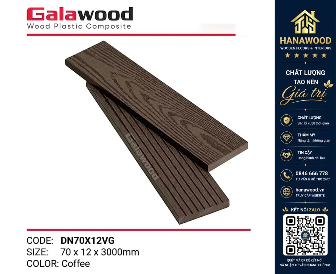 Thanh Lam Đa Năng Ngoài Trời Galawood DN70X12VG Coffee