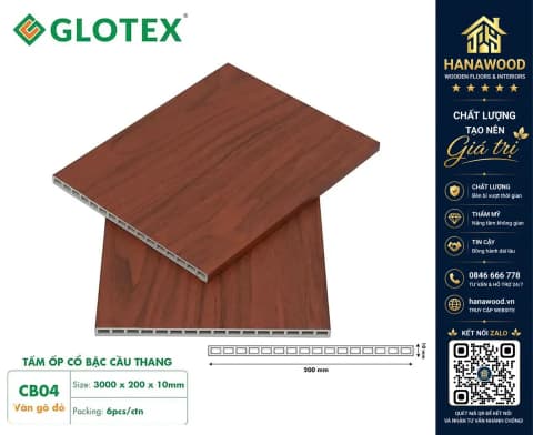 Cổ Bậc Cầu Thang Nhựa Giả Vân Gỗ Glotex CB04