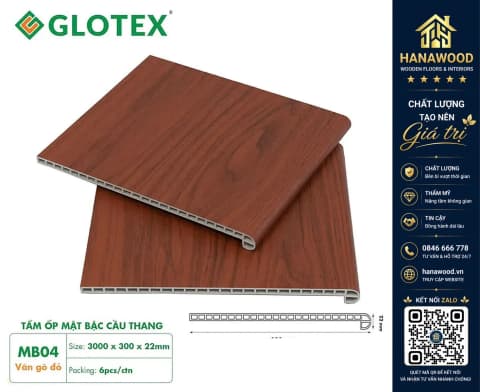 Mặt Bậc Cầu Thang Nhựa Giả Gỗ Glotex MB04
