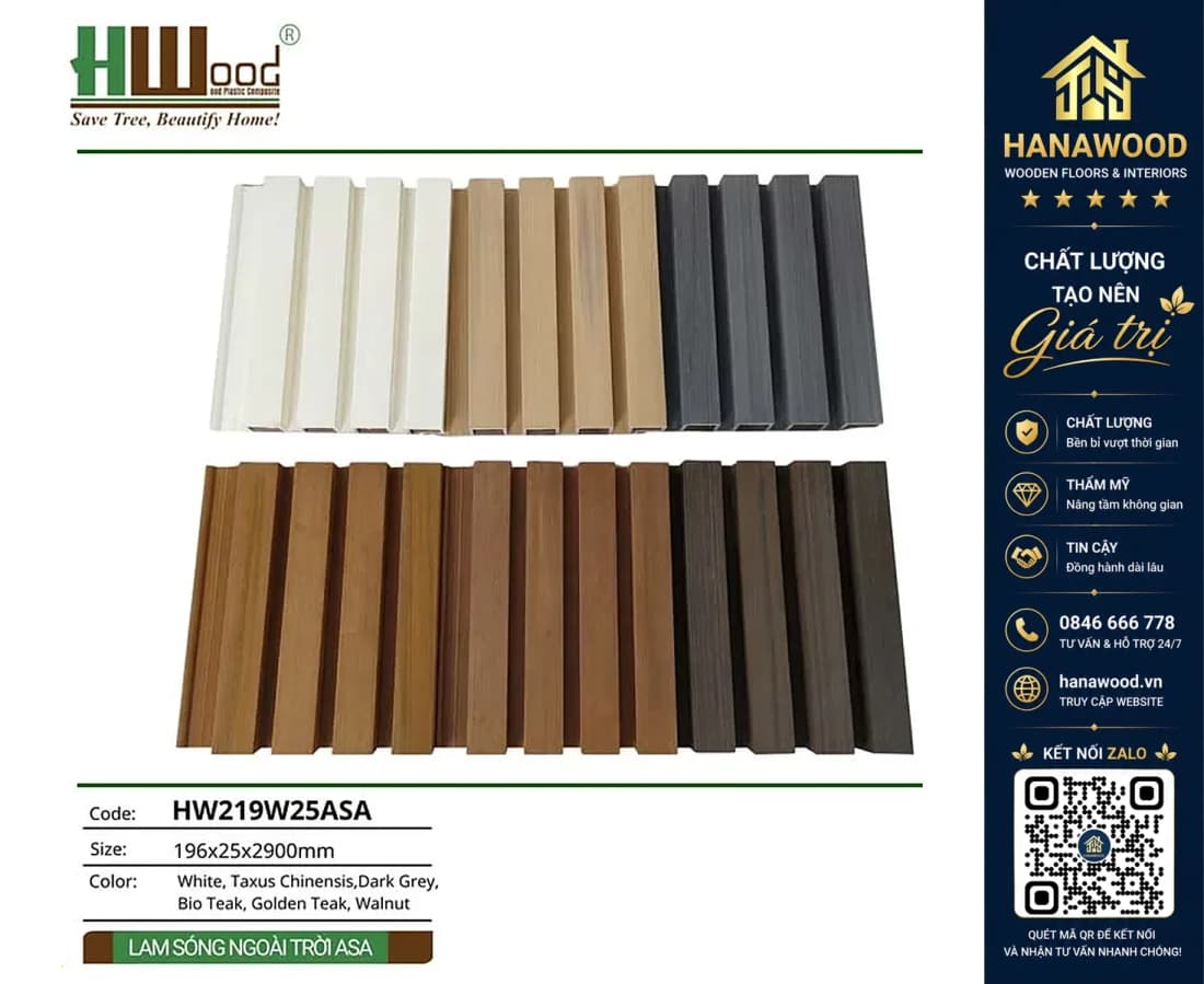 Tấm Lam 4 Sóng Ngoài Trời Phủ ASA Hwood HW219W25ASA
