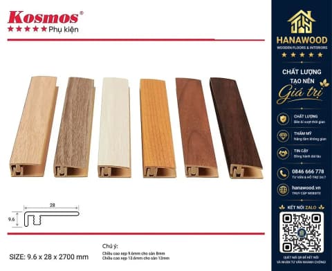 Nẹp F kết thúc sàn id 1455 9.6 x 28 x 2700mm