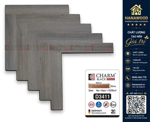 Sàn Gỗ Công Nghiệp Xương Cá Charmwood D3411 12mm