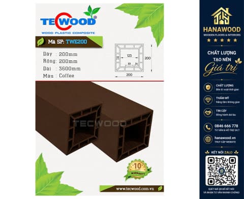 Lam Trụ Pergola Ngoài Trời Tecwood TWE200 Coffee