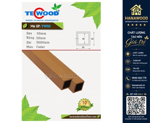 Thanh Lam Hộp Gỗ Nhựa Ngoài Trời TecWood TW50 Cedar