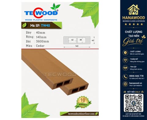 Thanh Lam Hộp Gỗ Nhựa Ngoài Trời TecWood TW40 Cedar