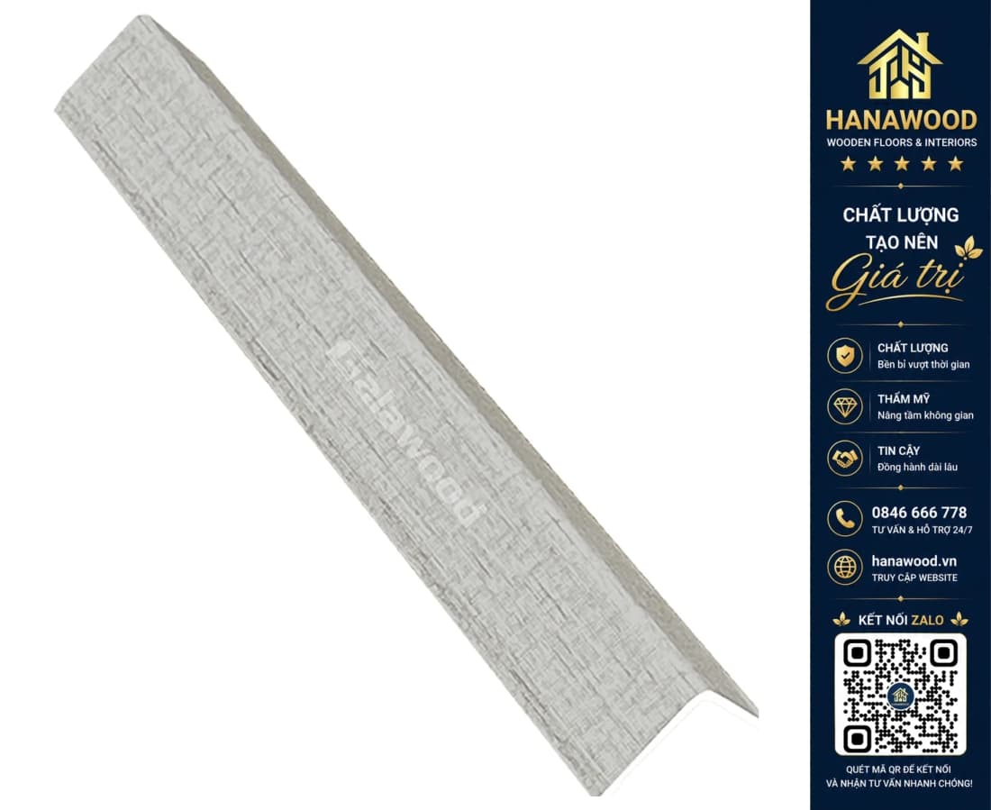 Nẹp Góc V nhựa giả gỗ Galawood Vân Vải 30 x 30 x 3000 mm