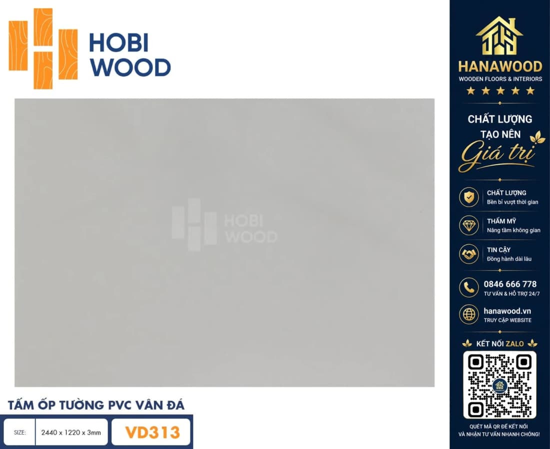 Tấm Nhựa Ốp Tường PVC Giả Đá Hobi Wood VD313 Dày 3.0mm