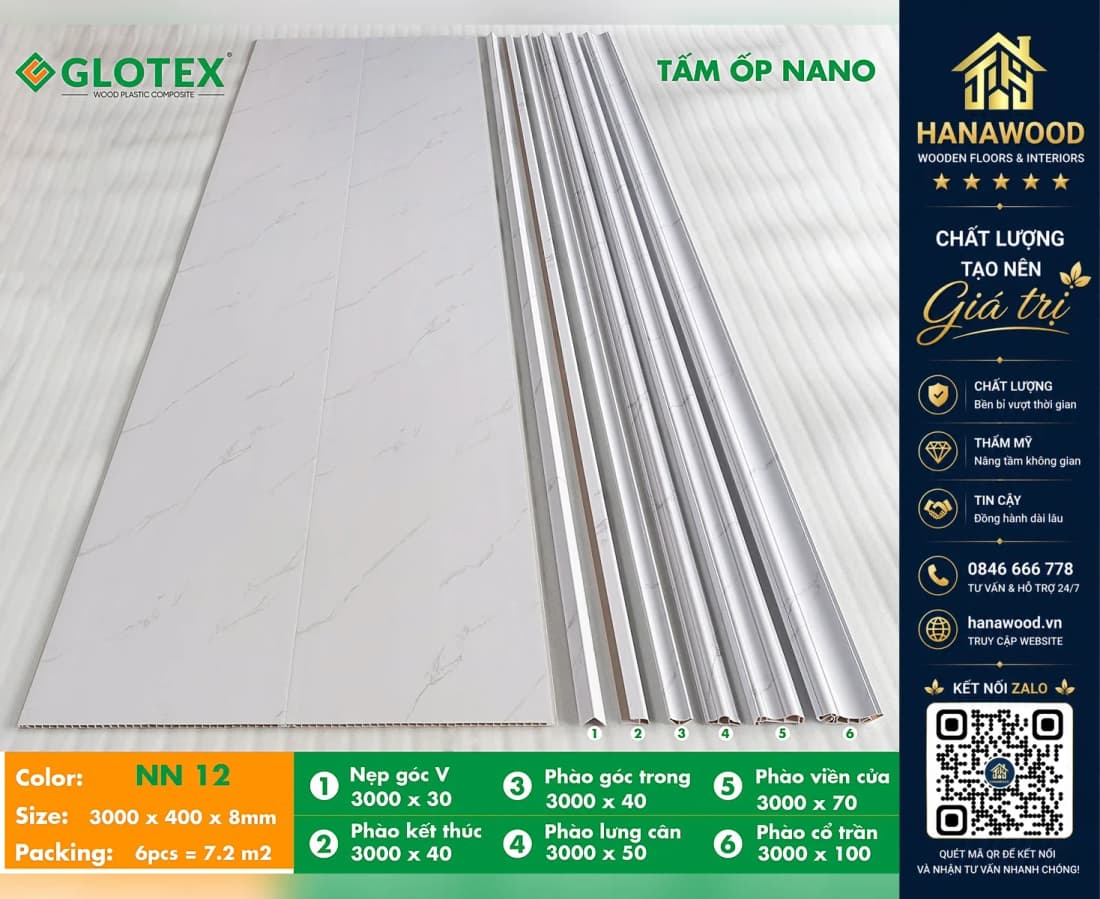 Hình ảnh Tấm Nhựa Ốp Tường Nano Giả Vân Đá Glotex NN 12