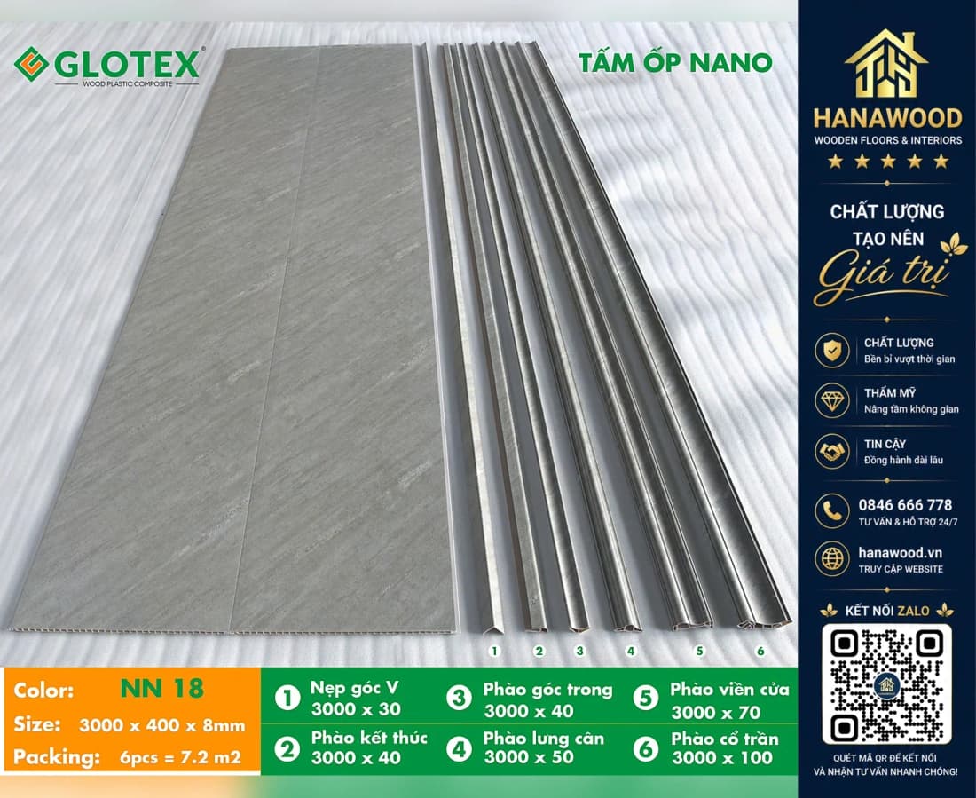 Hình ảnh Tấm Nhựa Ốp Tường Nano Glotex Giả Bê Tông NN 18