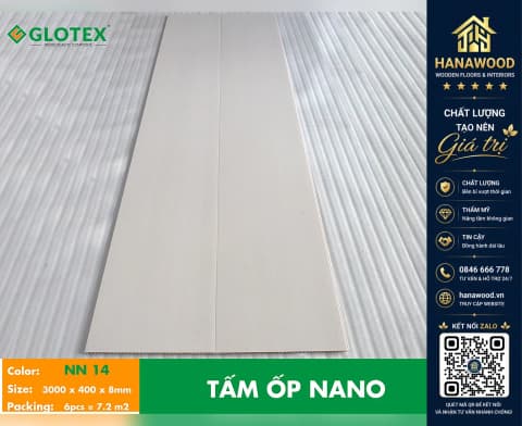 Ốp Tường Ốp Trần Nano Nhựa Vân Vải Trắng Glotex NN14