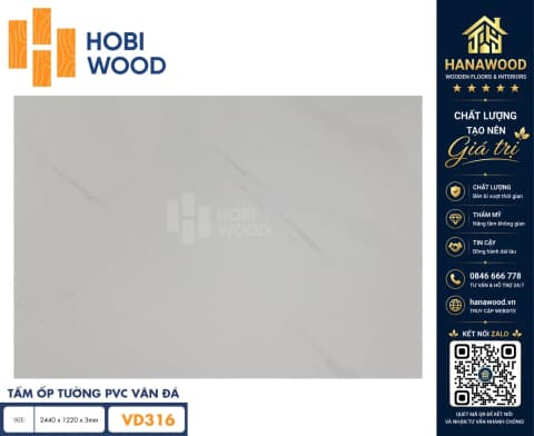Tấm Nhựa Ốp Tường PVC Giả Đá Hobi Wood VD316 Dày 3.0mm