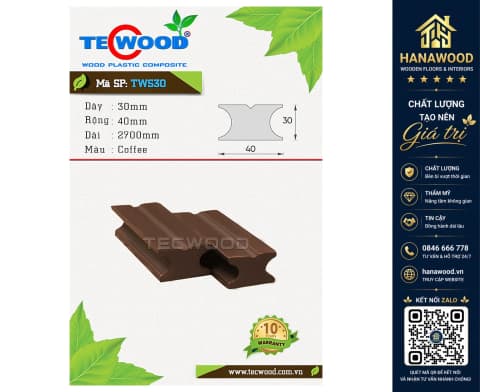 Lam Hộp Trang Trí Gỗ Nhựa Ngoài Trời TecWood TWS30 Coffee