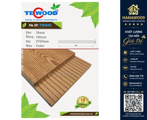 Thanh Lam Đa Năng Gỗ Nhựa Ngoài Trời Tecwood TWS142 Cedar