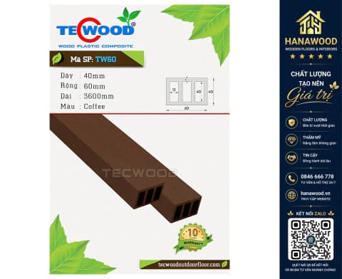 Lam Che Nắng Gỗ Nhựa Ngoài Trời TecWood TW60 Coffee
