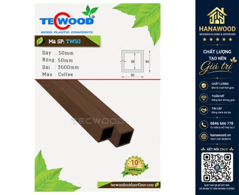Thanh Lam Hộp Gỗ Nhựa Ngoài Trời TecWood TW50 Coffee