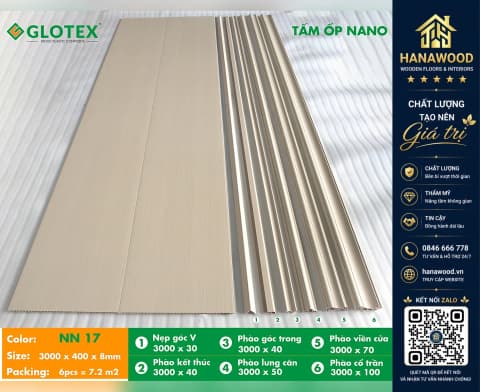 Ốp Tường Ốp Trần Nano Nhựa Giả Gỗ Glotex NN17