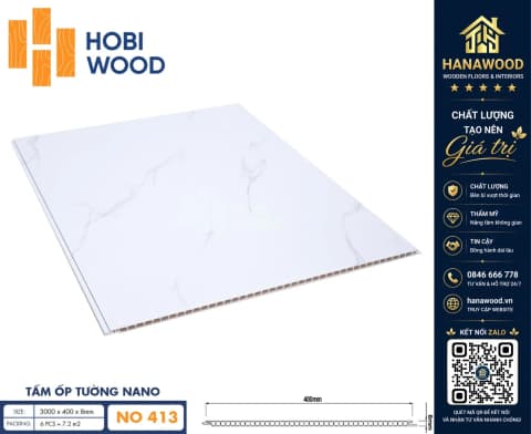 Hình ảnh Tấm Nhựa Ốp Tường Nano Giả Vân Đá HobiWood NO-413