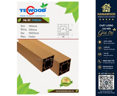 Lam Trụ Pergola Gỗ Nhựa Ngoài Trời Tecwood TWE100 Cedar