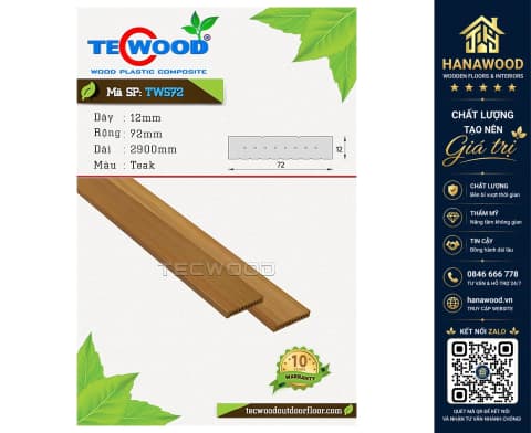 Thanh Lam Hộp Gỗ Nhựa Ngoài Trời TecWood TWS72 Teak