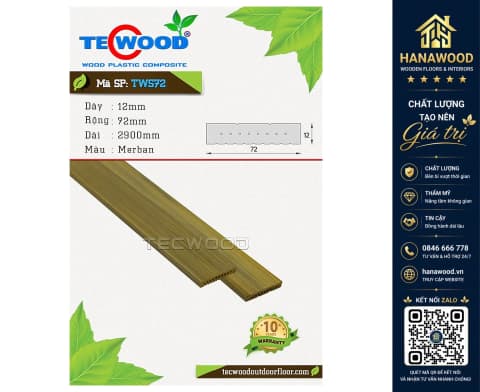 Lam Hộp Che Nắng Gỗ Nhựa Ngoài Trời TecWood TWS72 Merban